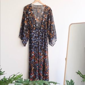 Anthropologie Chiffon Floral Duster Kimono Dress